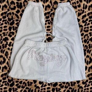 🐾y2K rhinestone playboy sweatpants💞